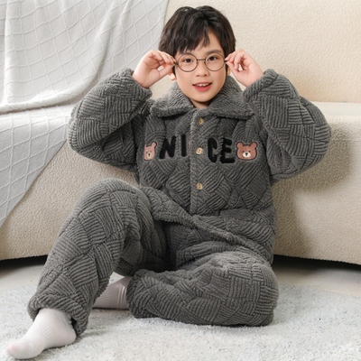 恬羊羊法兰绒冬季三层加厚睡衣