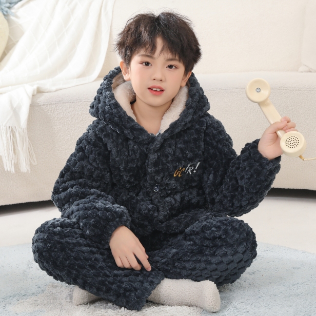 恬羊羊法兰绒冬季三层夹棉睡衣