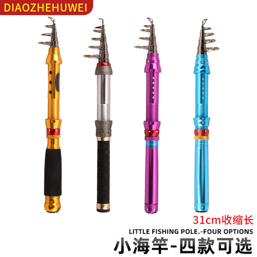 钓者护卫短节小海竿1米5迷你路亚竿硬调抛竿碳素海竿 海杆套装