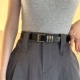 韩国2024年新款 皮带正方形哑光银色实心扣头黑腰带chic风宽女士潮
