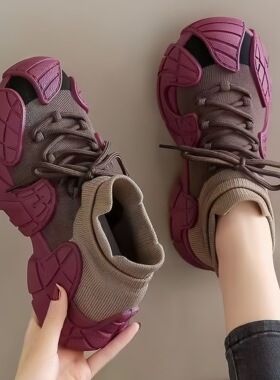 运动鞋子女百搭春季新款八爪鱼椰子厚底飞织休闲单鞋外贸大码女鞋