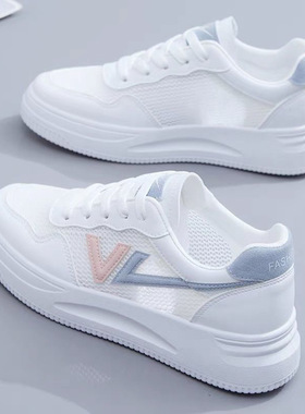 小白鞋女新款女鞋子夏季百搭平底网面透气薄款休闲板鞋ins潮厚底