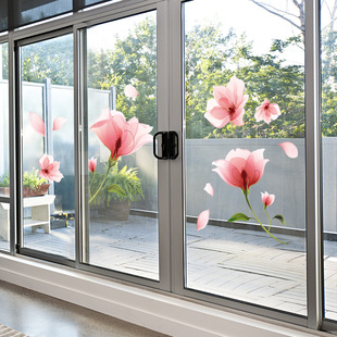客厅推拉门装 饰玻璃贴纸小图案创意阳台门贴画自粘双面色窗贴窗花