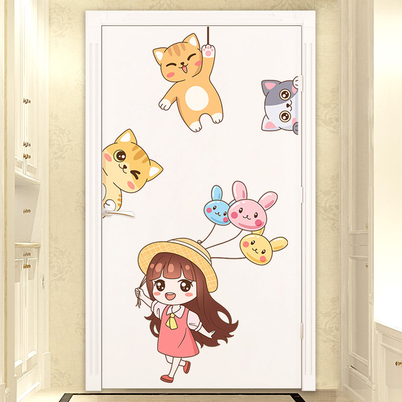 儿童房装饰卡通门贴纸小图案创意房间木门翻新贴卧室门上自粘墙贴