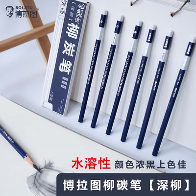博拉图素描速写水溶性柳炭笔深柳