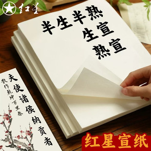 红星宣纸高级书画纸作品纸加厚毛笔字练习纸国画专用纸A4熟宣半生熟三尺四尺四开六开整张全开对开8K4K生宣