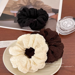 简约泡芙大肠发圈女丸子头扎发头绳夏季 高弹力皮筋气质发绳头饰品