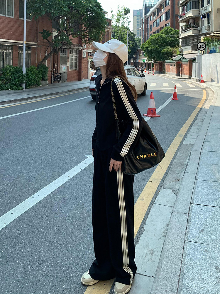 봄 스포츠 여성 정장 가디건 한국 스타일 패셔너블 홍콩 스타일 슬림 트렌드 스웨트 셔츠 런닝웨어 캐주얼 투피스 세트
