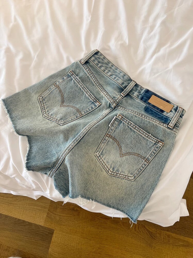 KOREAN VERSION OF RETRO DENIM SHORTS WOMENS 2024 SUMMER NEW HIGH-WAISTED THIN WIDE-LEG A-LINE VERSATILE THIN HOT PANTS TREND