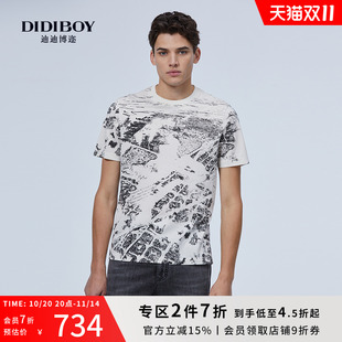 夏天男装 DIDIBOY迪迪博迩2025春夏季 T恤衫 莱赛尔印花潮流短袖 新款