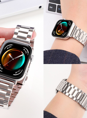 适用华为fit4表带不锈钢金属腕带新款华为watch4pro三钢珠替换带fit3高级感男款女流行夏天智能运动手表表链