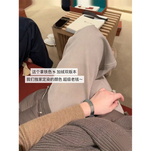 出口大牌欧货外贸加绒加厚高腰窄版直筒裤水洗显瘦JEANS牛仔裤女