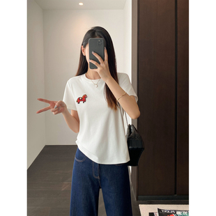 贵牌禾家2026马年新年小马T恤纯棉针织衫情侣春款短袖上衣男女款