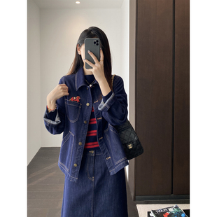 高端禾家欢系列女装~牦牛绒羊绒针织衫春装牛仔外套直筒半身裙女