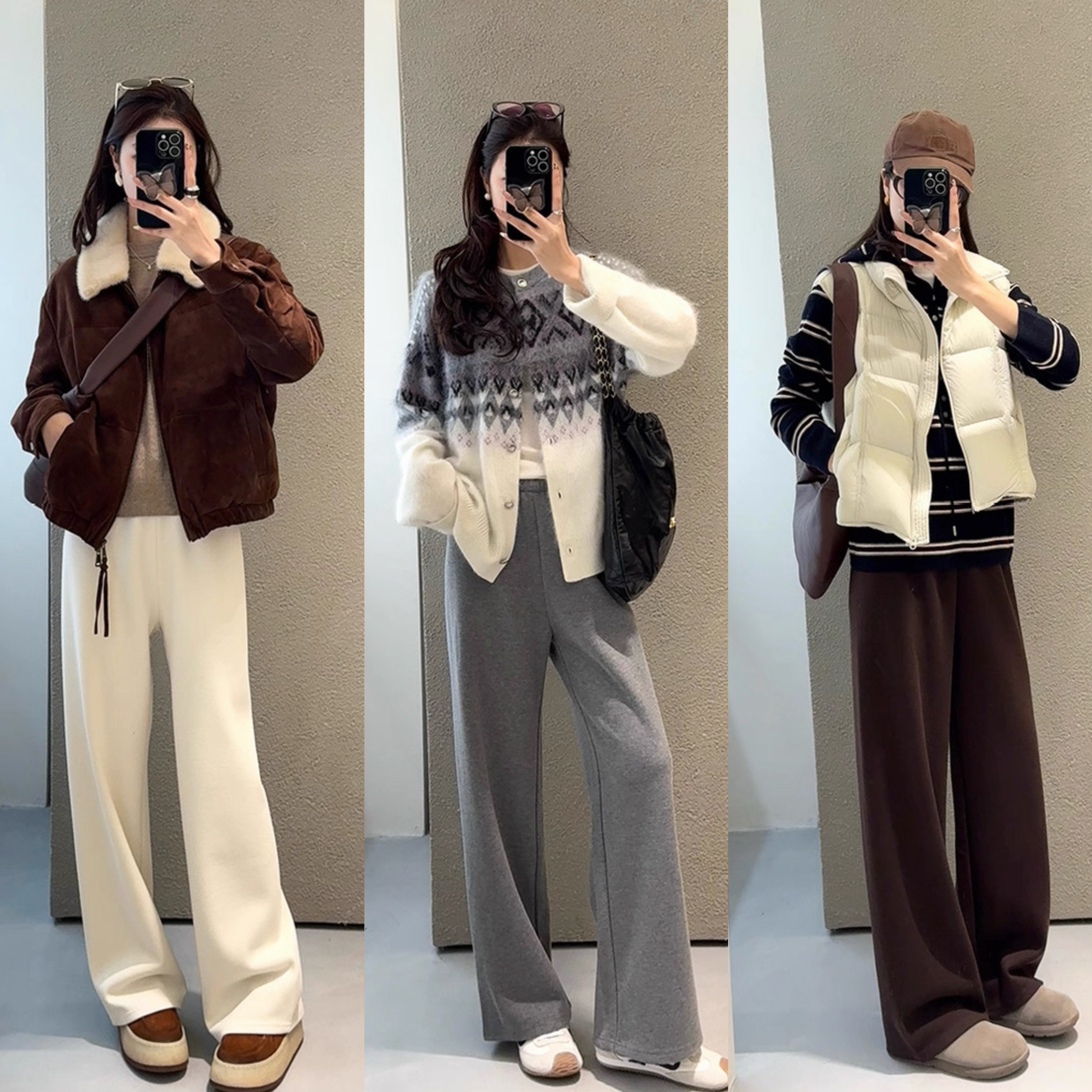 山羊绒毛呢裤窄版阔腿休闲裤女