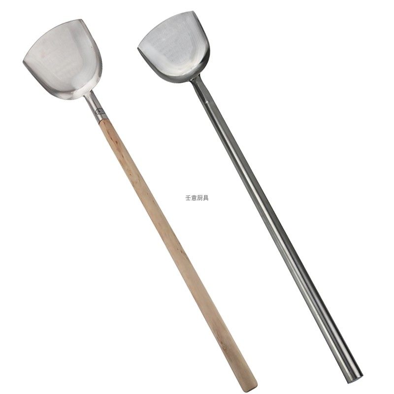 加厚不锈钢锅铲头长柄大号厨房食堂专用炒菜铲子防烫木柄厨师铲