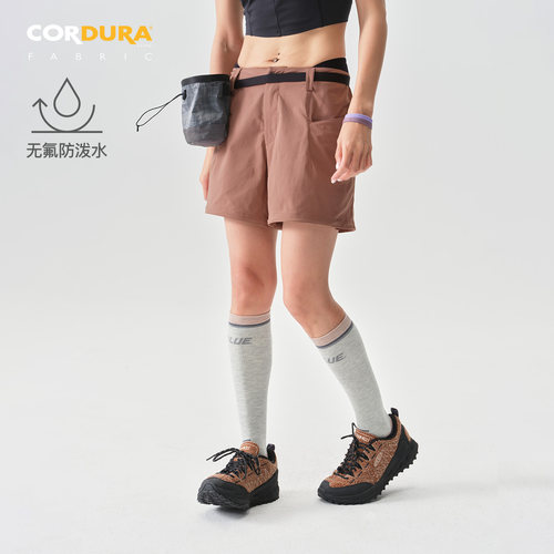 蓝岐针织腰户外跑步攀岩短裤Cordura无氟防泼水工装直筒三分裤女