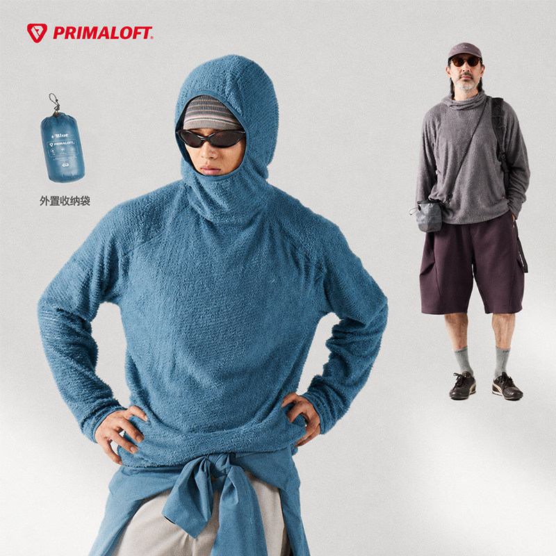 NothommeBLUE蓝岐95克P棉抓绒primaloft轻量户外徒步连帽卫衣男