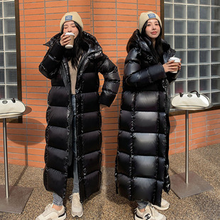黑金新年款90鹅绒羽绒服女超长到脚踝防寒加厚户外滑雪服男女同款