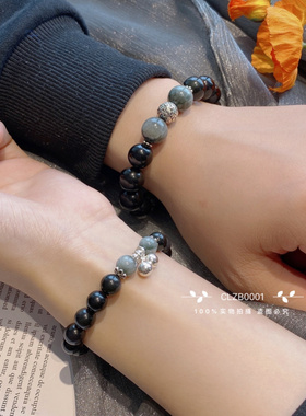 黑曜石鹰眼石情侣银饰