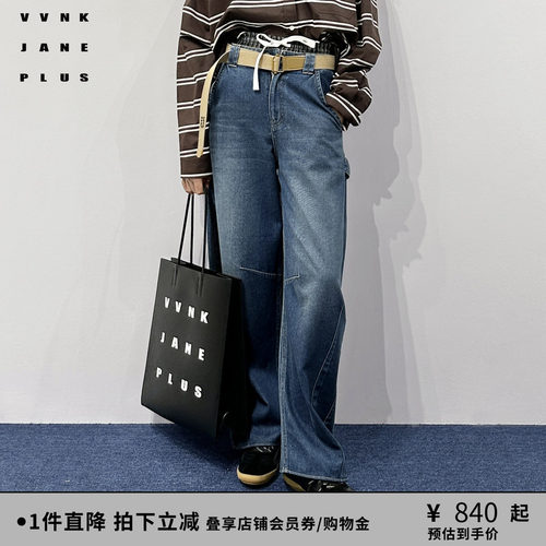VVNK JANE PLUS夏季复古水洗宽松牛仔裤子女J521860208C