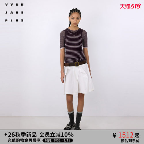 VVNK JANE PLUS2026秋季新款撞色两件式条纹短袖女J630121625A