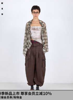 VVNK JANE PLUS2026春季新款格纹抽褶廓形衬衫女J610455013B