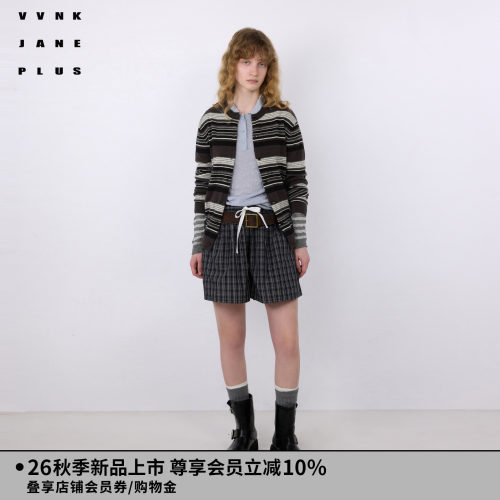 VVNK JANE PLUS2026秋季新款复古条纹针织开衫女J630211616C
