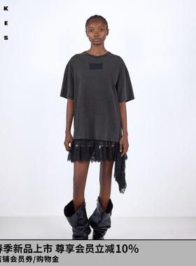 VVNK JANE PLUS2026春季新款蕾丝拼接复古短袖T恤女J610561301B