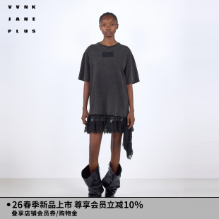 蕾丝拼接复古短袖 VVNK 新款 PLUS2026春季 T恤女J610561301B JANE