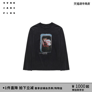 主题印花廓形长袖 VVNK 新款 PLUS2025秋季 T恤女J530576301A JANE