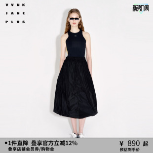 JANE VVNK PLUS春季 新款 背心连衣裙女 气质无袖 SOLOTEX塔夫绸