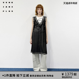 新款 PLUS2025夏季 蕾丝V领吊带连衣裙女J520661061C JANE VVNK