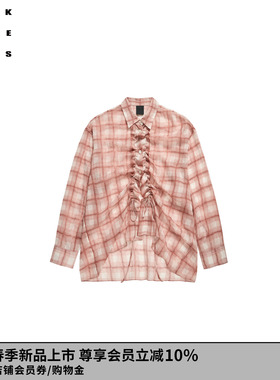 VVNK JANE PLUS2026春季新款格纹抽褶廓形衬衫女J610455013B05