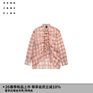 格纹抽褶廓形衬衫 VVNK 新款 PLUS2026春季 女J610455013B05 JANE