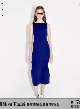【李冰冰同款】VVNK JANE PLUS春季新款罗纹一字领修身针织连衣裙