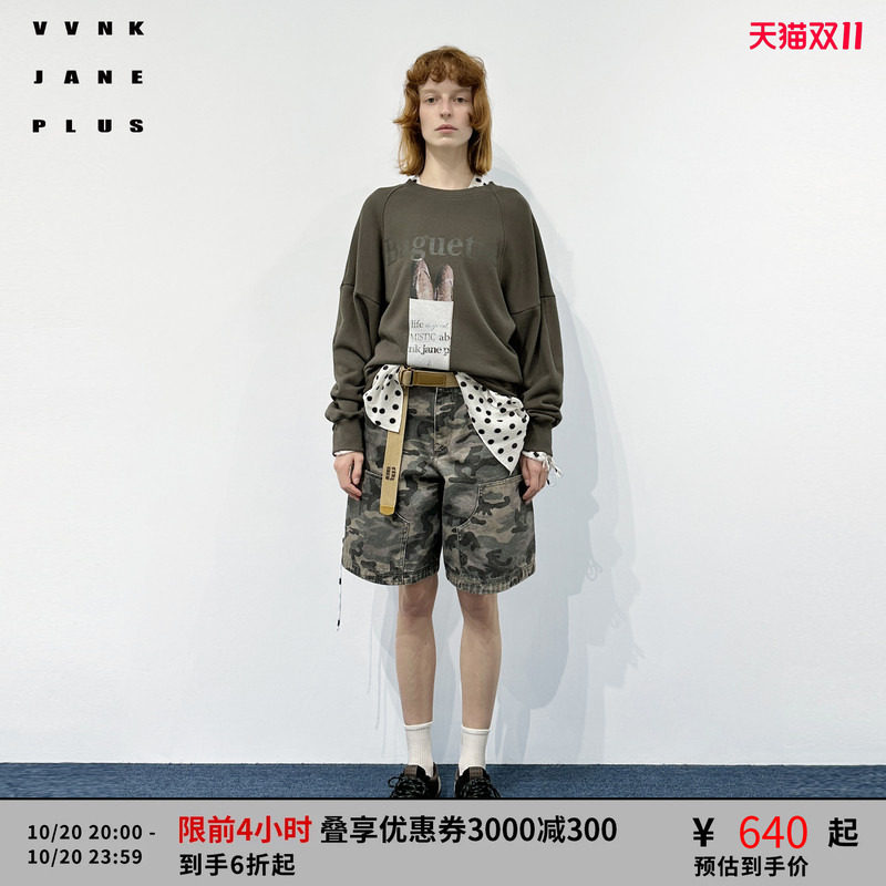 VVNK JANE PLUS春季复古圆领套头卫衣女J514051303A