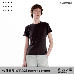 美丽诺羊毛 简约纯色休闲短袖 VVNK PLUS秋新款 T恤女 JANE