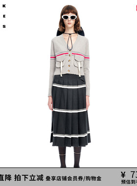 VVNK JANE PLUS春季新品羊毛混纺学院感百褶半身裙女J310750009A