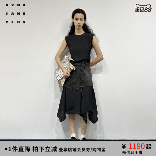 VVNK JANE PLUS春季雪纺拼接牛仔连衣裙女J511679227B