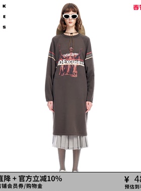 VVNK JANE PLUS春季新品圆领印花海军风卫衣连衣裙女J310653306B