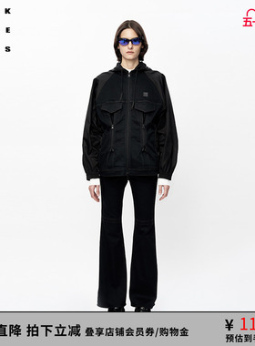 VVNK JANE PLUS“光泽弹力黑牛面料”运动拼接外套女J331351202A