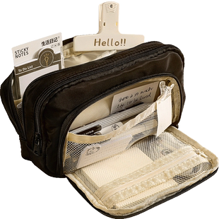 敲耐脏！大容量笔袋男孩2026新款超火文具盒小学生女孩款高颜值铅笔盒初高中学生用文具袋黑色简约ins铅笔袋