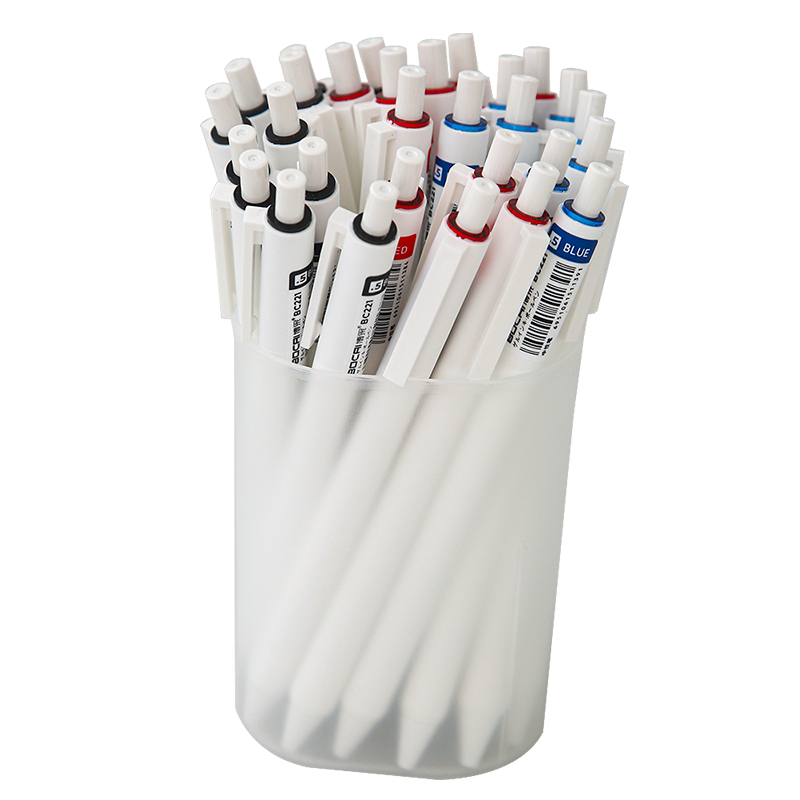 桶装刷题按动中性笔黑笔红笔蓝笔黑色笔芯高颜值文具小学生用圆珠笔水笔速干顺滑三色红蓝黑st笔头签字笔专用