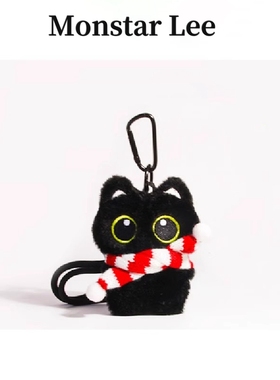 Monstar Lee日本设计师联名款小黑猫包包挂件可爱毛绒玩偶钥匙扣
