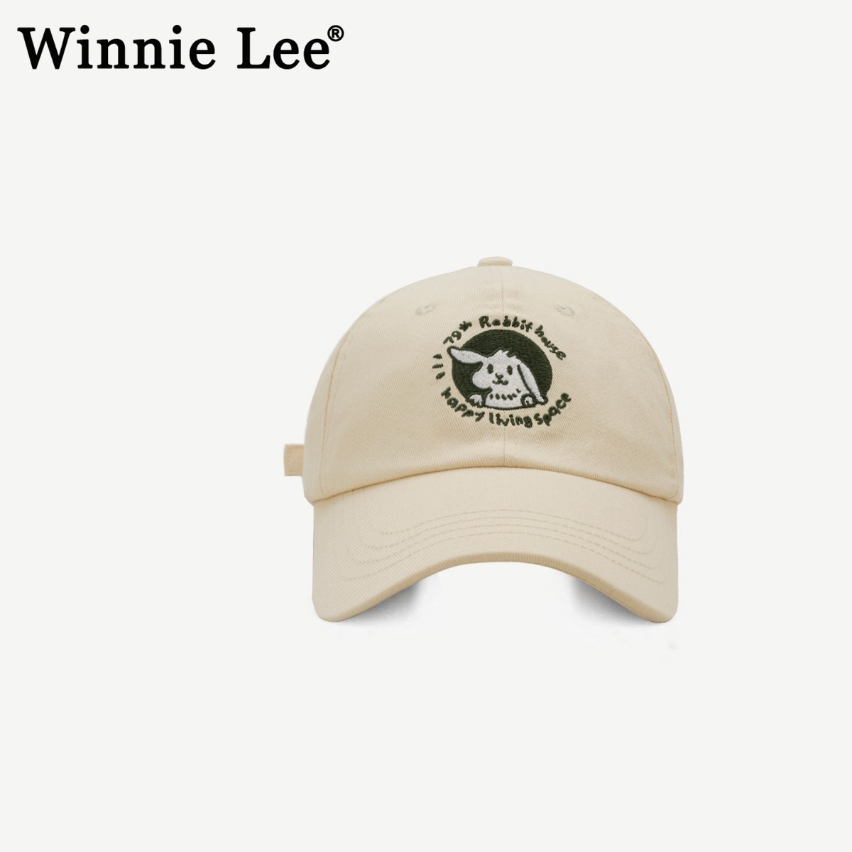 Winnie Lee日本设计师联名款甜美可爱兔子刺绣棒球帽子软顶鸭舌帽