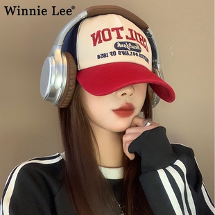 Winnie 复古撞色软顶棒球帽女大头围鸭舌帽子 Lee日本设计师联名款