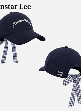 Monstar Lee日本设计师联名款蝴蝶结字母棒球帽女显脸小鸭舌帽子