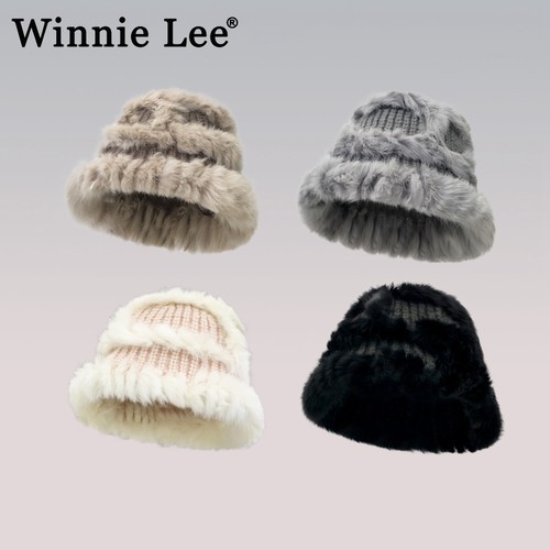 WinnieLee毛绒毛线帽子保暖学生