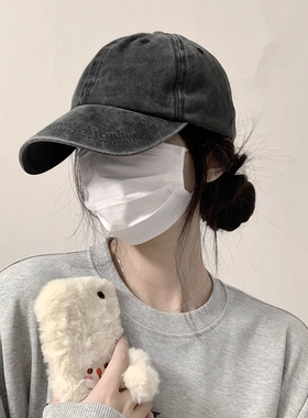 Monstar Lee日本设计师联名款棒球帽女灰色水洗做旧牛仔鸭舌帽子
